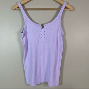 AERIE Women’s Medium Lavender‎ Henley Style Ribbed Tank Top Layer Retro Preppy